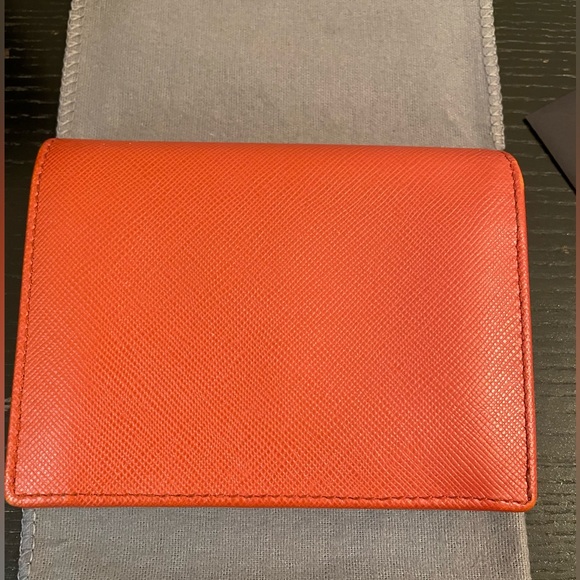 Authentic Prada Saffiano Leather Bi-Fold Wallet in Rame with box and card - Picture 3 of 11